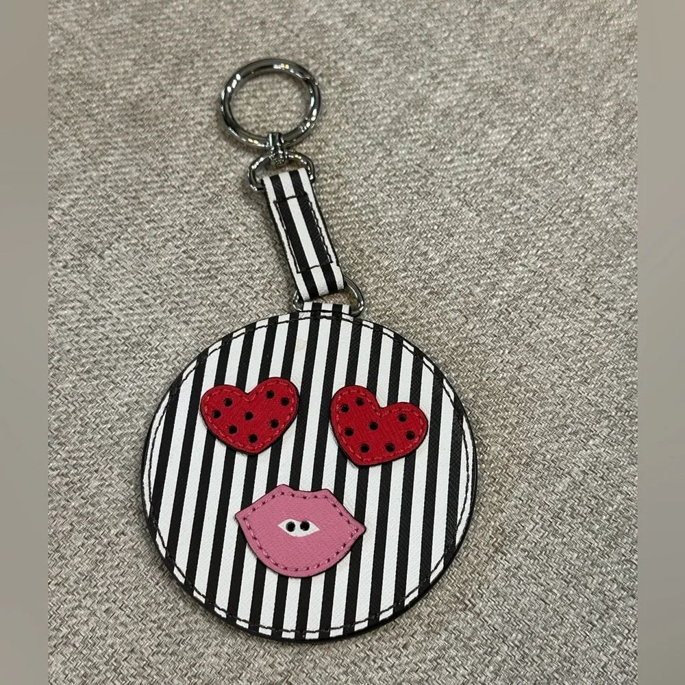 Henri Bendel Heart Smiley Face Key Fob/Bag Charm EUC